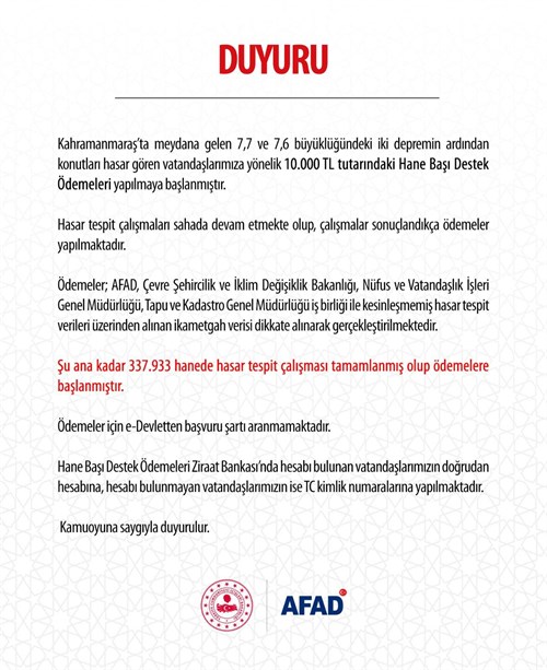 AFAD Duyuru